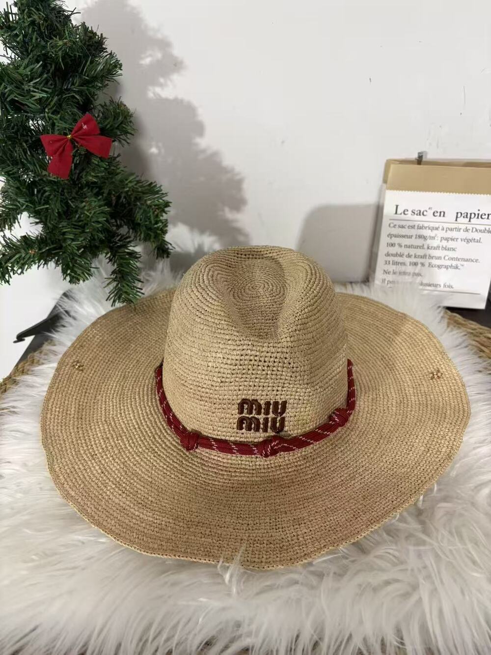 Miu Miu Yellow Woven Hat